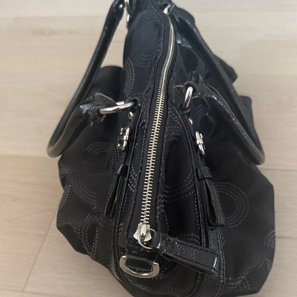Coach Black Signature Dome Satchel with Silver Hardware - Picture 7 of 8
